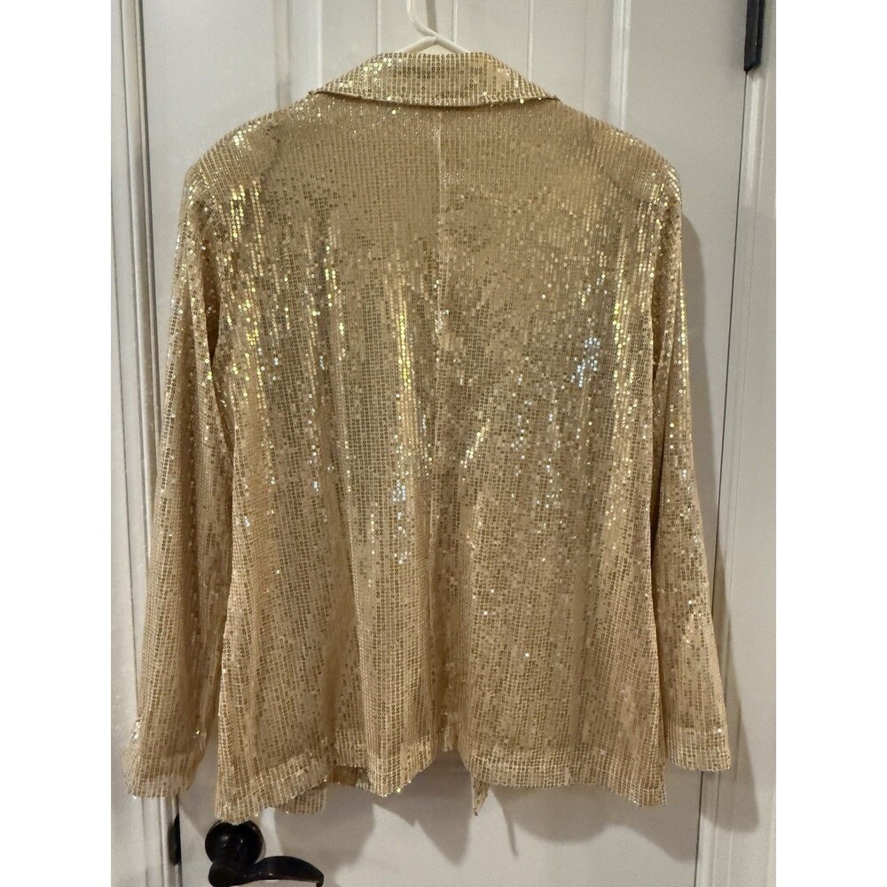 Carole Christian Gold sequin Blazer With Pockets Medium 100% Polyester - Picture 7 of 9